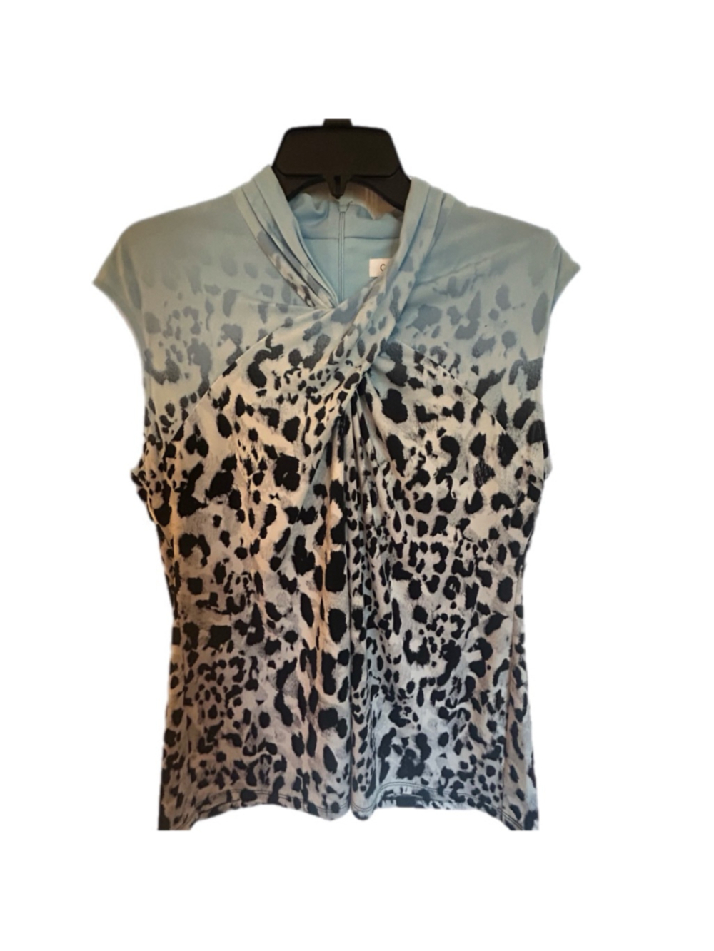 🔥 BUY ONE GET ONE FREE! Calvin Klein Abstract Geo Blouse Women L Blue White 🔥 - Picture 2 of 7
